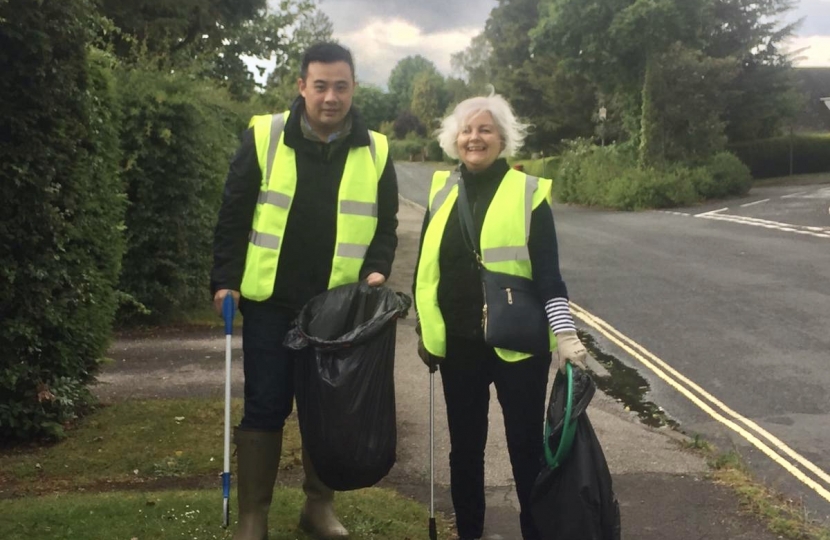Anita and Jackson our litter picking in Beaconsfield