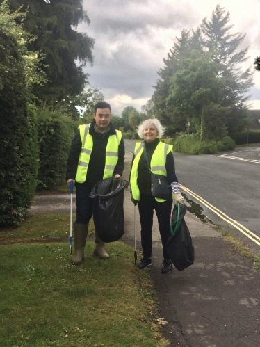 Anita and Jackson our litter picking in Beaconsfield